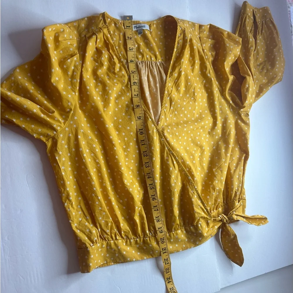 Madewell Yellow Polka Dot Wrap Blouse